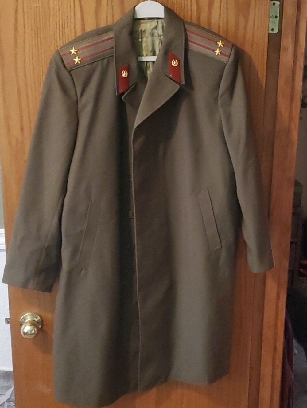 Vintage USSR 2 STAR General Military  Gray/Green Uniform Heavy Trench/Overcoat